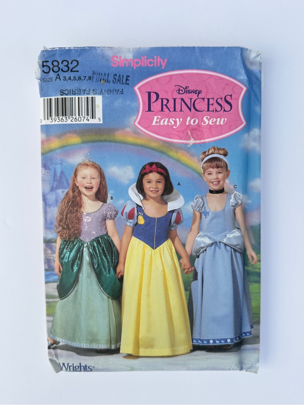 Vintage Simplicity Disney Princess Sewing Pattern Girls 3-8 New Uncut